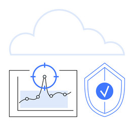 cloud data analytics with security shield vector image
