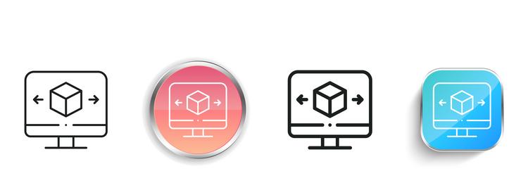 cube icon thin linear regular and button style vector image