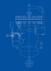 Industrial air filter with taps and pressure gauge vector