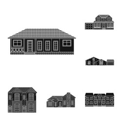 isolated object of building and front sign set vector image