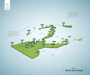 Stylized map papua new guinea isometric 3d vector