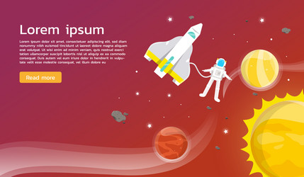 astronaut with spaceship exploring planet design vector image