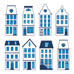 cute amsterdam houses colorful set vector