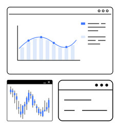 digital dashboard with line and bar graphs vector image