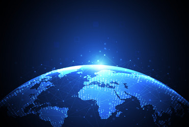 global network connection world map point vector image