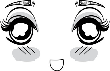 anime surprised tender woman face vector