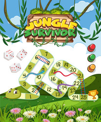 game template with green snake in jungle vector