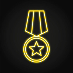 Military medal neon line icon vector