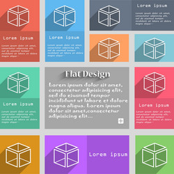 3d cube icon sign set of multicolored buttons vector image