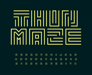 font labyrinth of lines linear maze or computer vector image