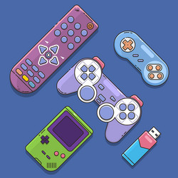 game joystick and controller set control console vector image