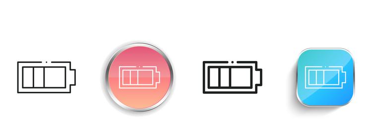 half battery icon thin linear regular and button vector image
