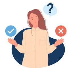 Thinking confused girl on taking right decision vector