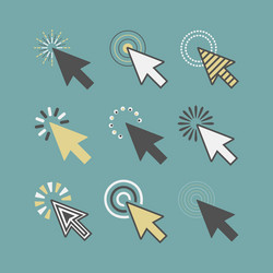 Abstract funky active click cursor pointers icons vector