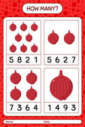 how many counting game with onion worksheet vector image