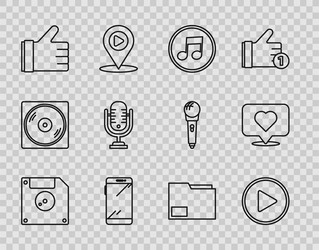 Set line floppy disk for computer data storage vector