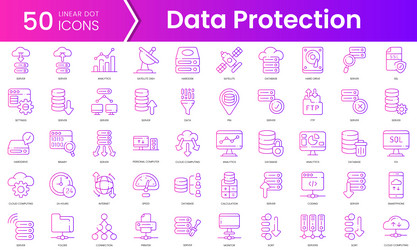 set of database and servers icons gradient style vector image