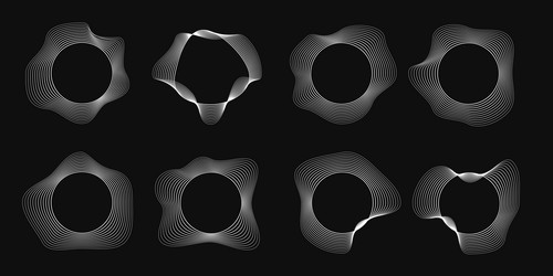 set of round curved frames with dynamic wavy vector image