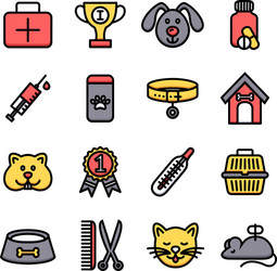 Veterinary flat icons set Royalty Free Vector Image