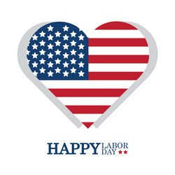 Labor Day Heart Flag Card Vector Image