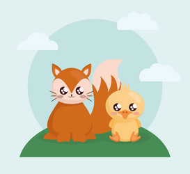 Squirrel and duck card Royalty Free Vector Image Squirrel and duck card Royalty Free Vector Image
