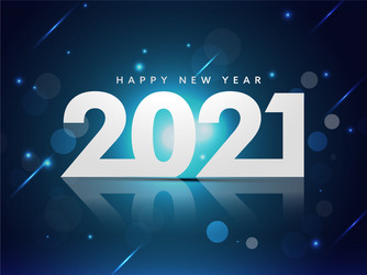 2021 happy new year text with lights effect vector image