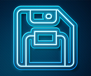 glowing neon line floppy disk for computer data vector image