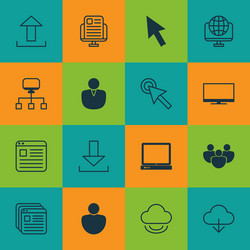 Set of 16 web icons includes team computer vector