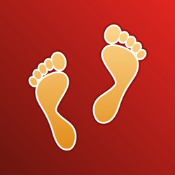 Foot prints sign golden gradient icon vector