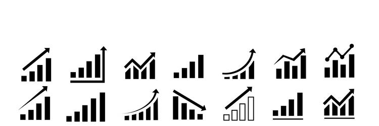 Growth icon profit growing icons set vector