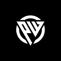 pw logo with triangle shape and circle rounded vector image