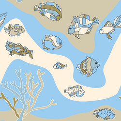 Seamless pattern aquarium fish wave Royalty Free Vector