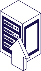 upload arrow and data server center icon vector image