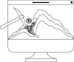 Computer with pick mining bitcoin commerce vector