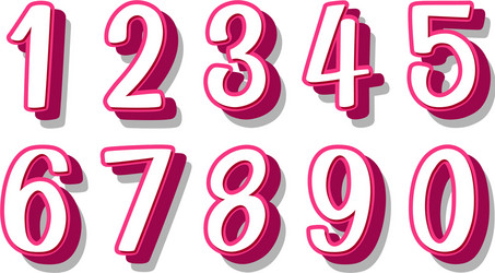 Font design for number one to zero on white Vector Image