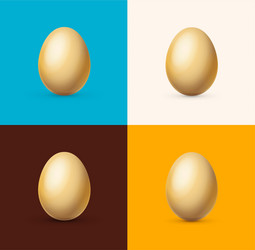 realistic detailed 3d easter golden eggs set vector