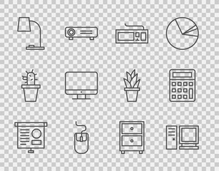 Set line chalkboard with diagram computer monitor vector