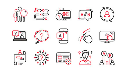 Ux line icons ab testing journey path map vector