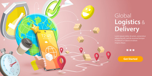 Flat isometric concept of global logistics Vector Image