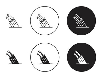 Kitchen knife block icon set chefs and butcher Vector Image
