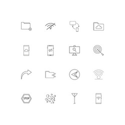 Network and database linear thin icons set vector