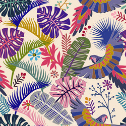 Tropical jungle seamless pattern with toucan bird Vector Image