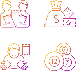 taking part in lottery gradient linear icons set vector image