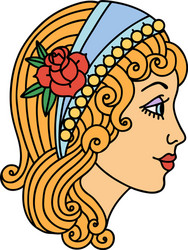 Vintage Gypsy Head Tattoo Vector Image
