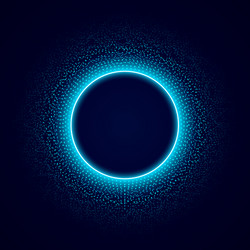 Neon circle with light effect on black background Vector Image