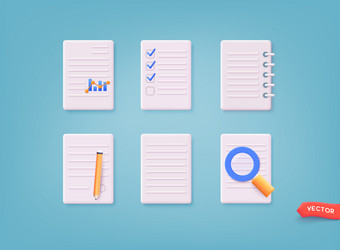 realistic documents icon work documentation files vector