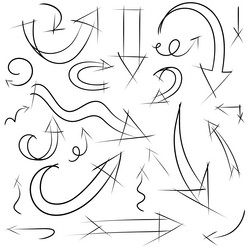 set of arrows in sketch style hand draw vector image