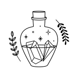 With mystical love potion bottle in boho hand vector