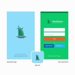 Company dubai hotel splash screen and login page vector