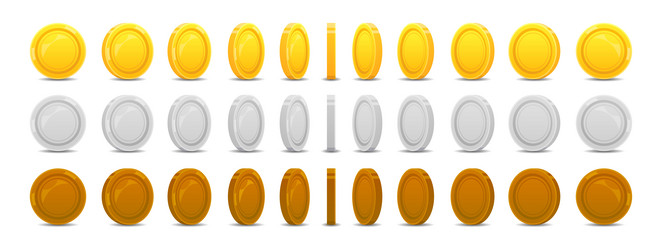 golden coin animation game ui icon with rotating vector image